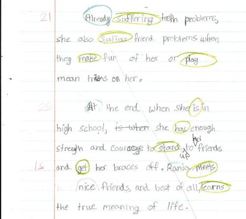 Handwritten revised draft of student essay