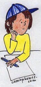 student thinking about what to write